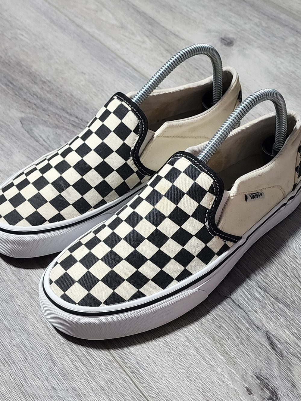 Vans Classic Asher Black Checkerboard Slip On Shoes Sneakers Womens Size 8.5